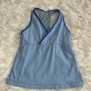 Lululemon Deep V Tank Top color Blue Size 4 (No Size Dot P2P 13”) GUC